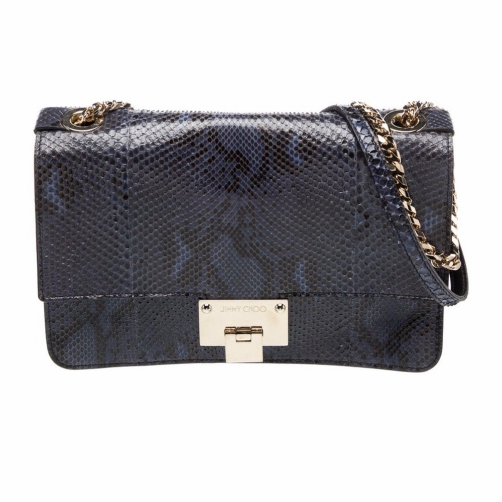 Jimmy Choo Navy Snakeskin Crossbody Bag
